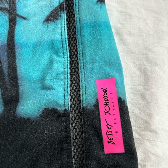 Betsey Johnson Blue and Black Palm Leggings Sz L - Picture 2 of 6